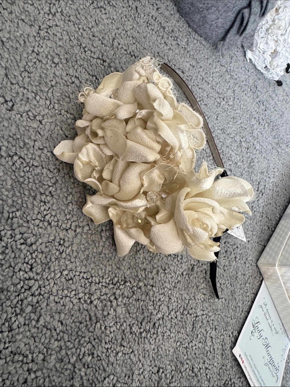 Ivory Floral Fabric Headband - Women Accessories